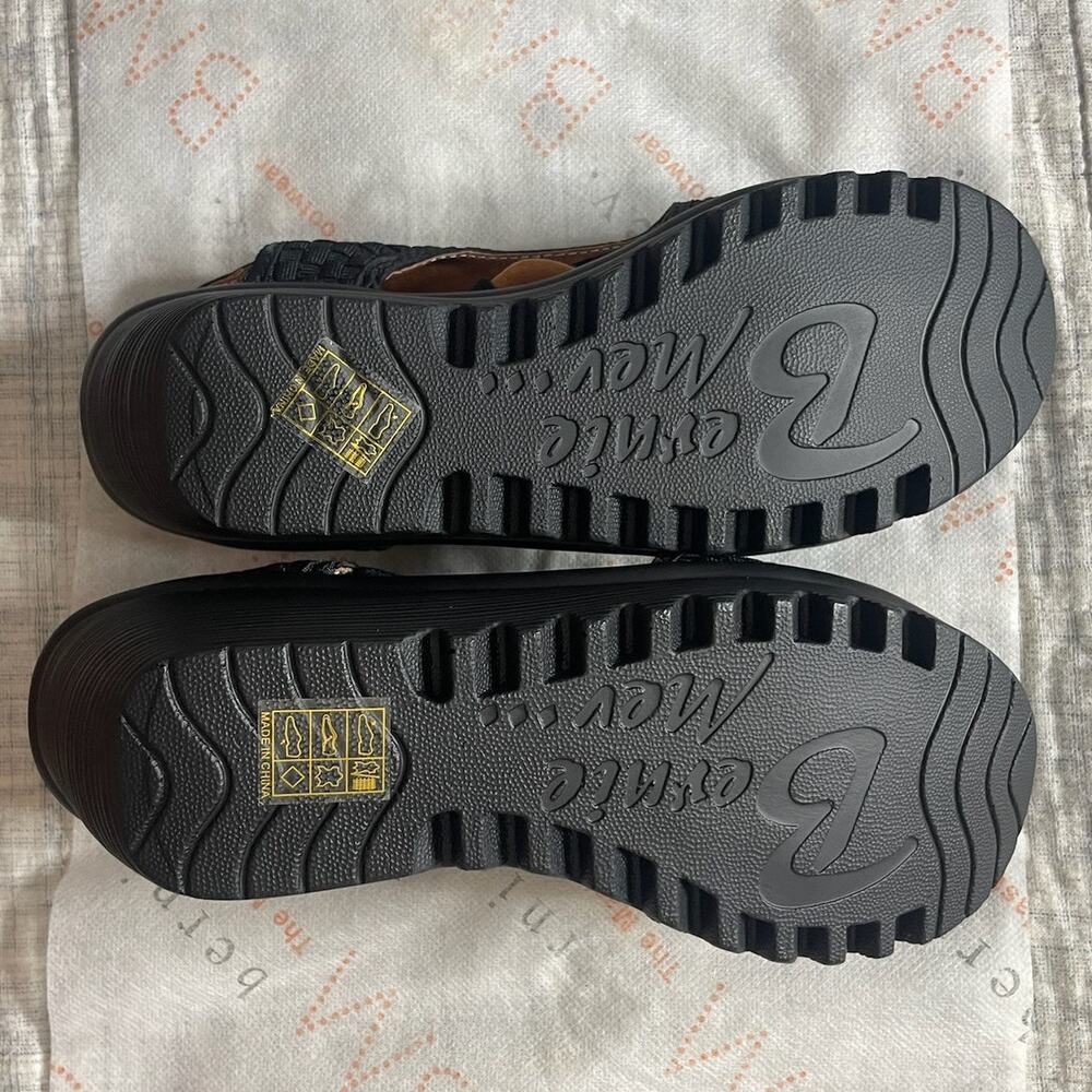 Bernie Mev Marcelo Lace Up Sandal Women 8/39 Black Boho Woven 2.75" Wedge NWOB - Picture 6 of 9